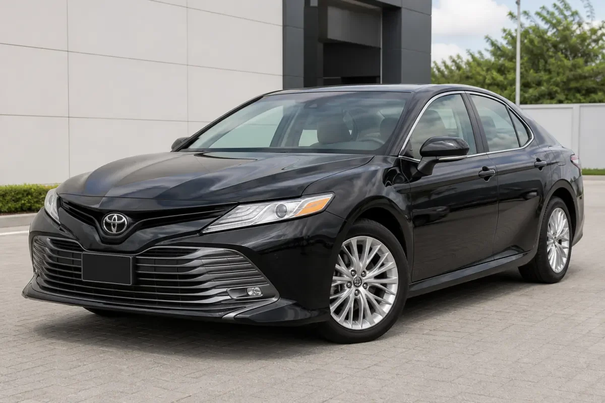 2018 Black Toyota Camry XLE demo vehicle