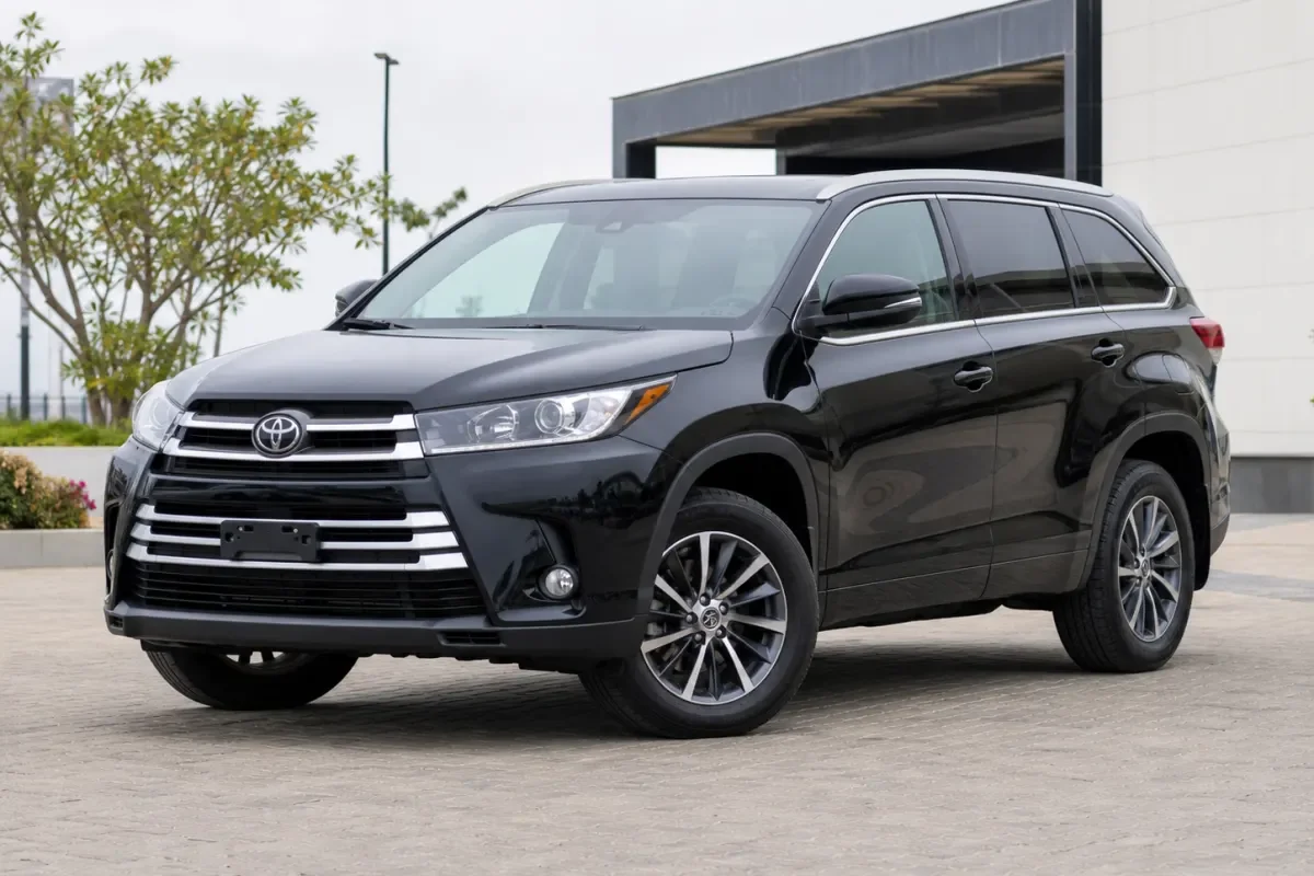 2019 Black Toyota Highlander XLE demo vehicle